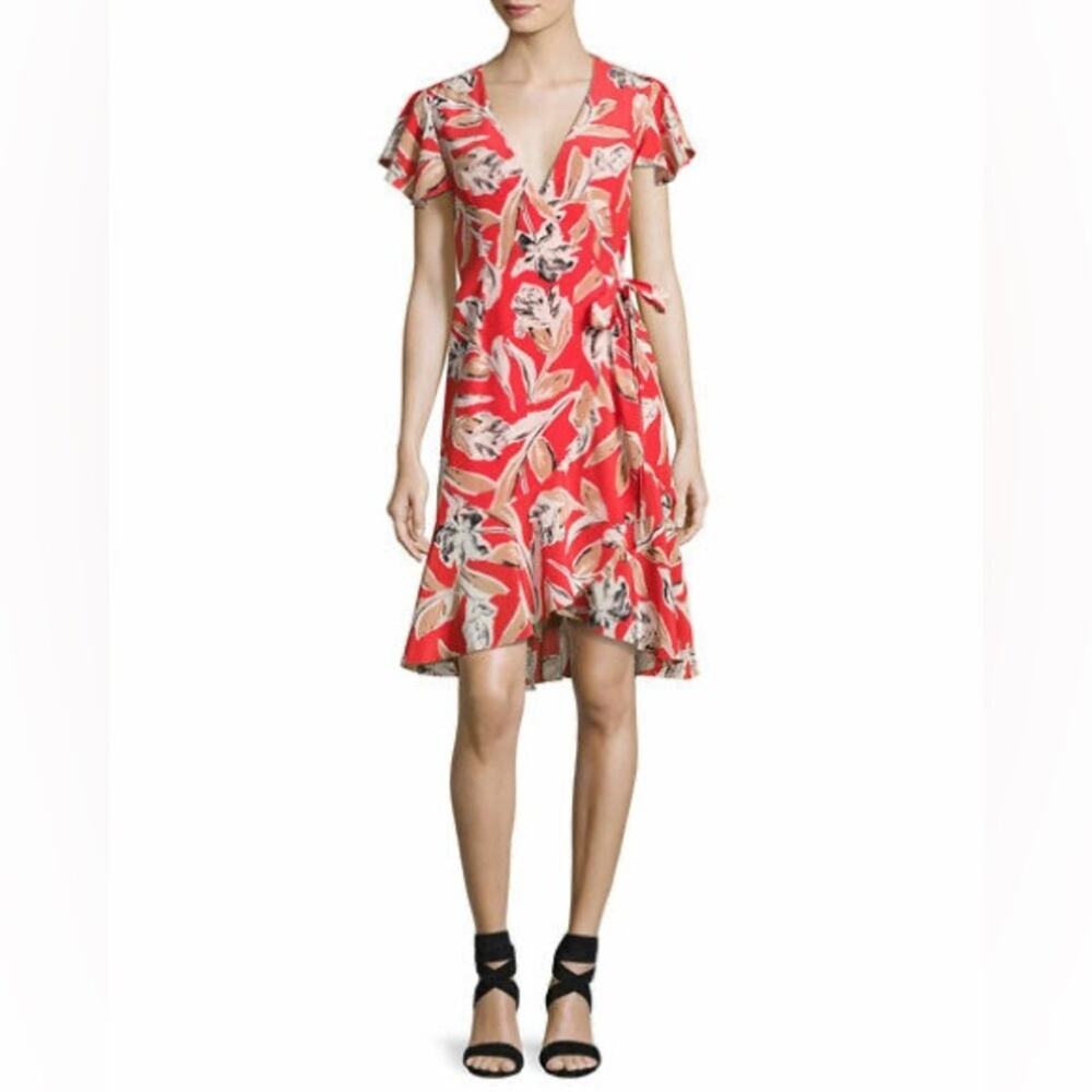 Sachin and Babi 6 Lincoln red floral wrap dress silk wedding office